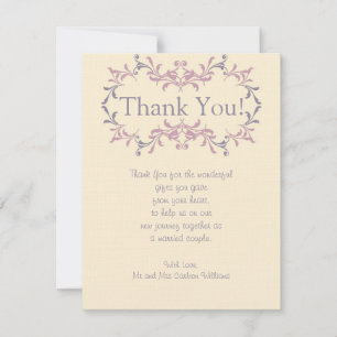 Elegant Purple Wedding Flat Thank You Card