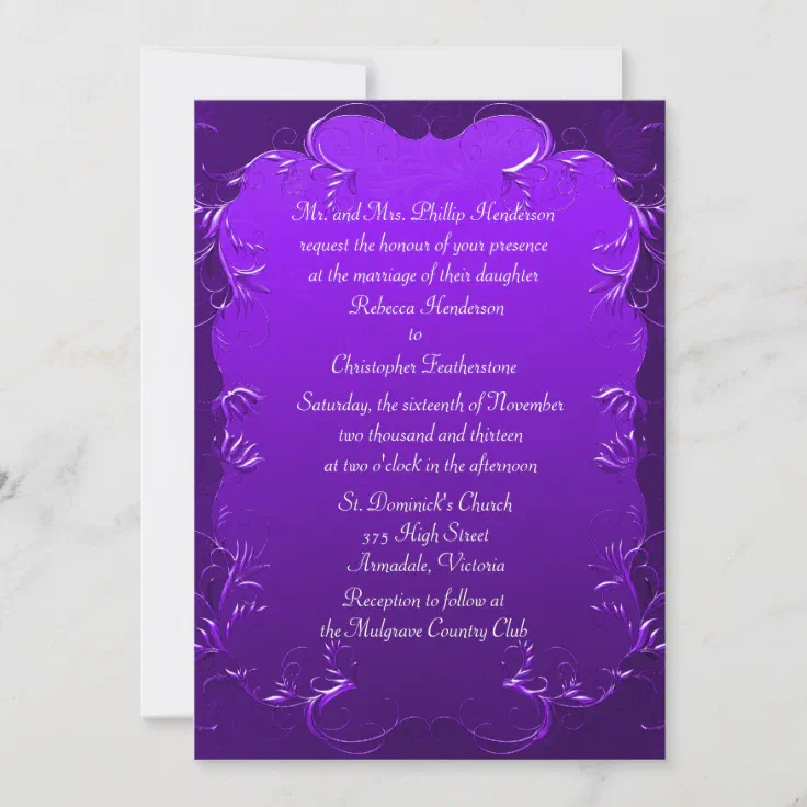 Elegant Purple Wedding Invitation Zazzle 