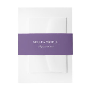 Elegant Purple Wedding Invitation Belly Band