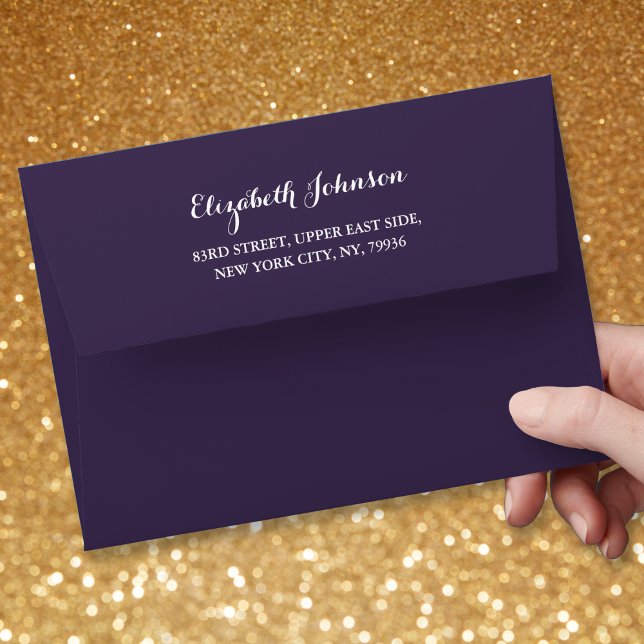 Elegant Purple Wedding Invitation Pre Addressed Envelope (Elegant Purple Wedding Invitation Pre Addressed Envelope)