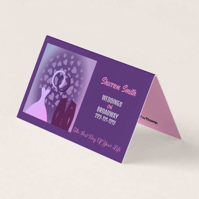 Elegant Purple Wedding Party Planner Business Card (Front)
