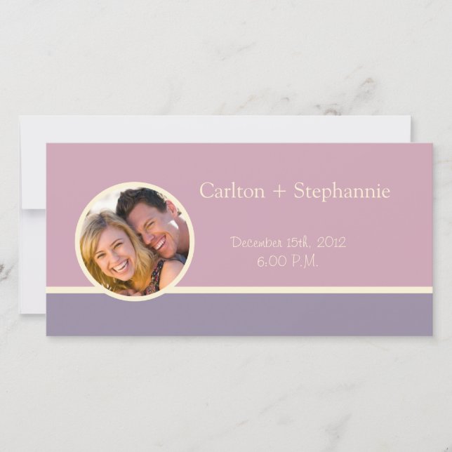 Elegant Purple Wedding Photo Announcement (Front)