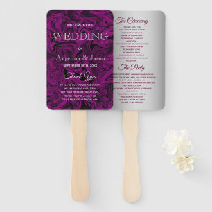 Elegant Purple Wedding Program Hand Fan