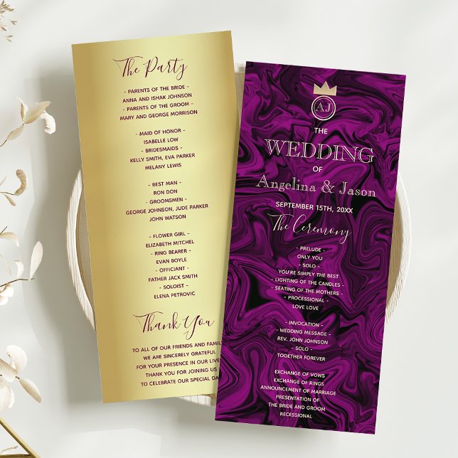 Elegant Purple Wedding Program Rack Card (Creator Uploaded)