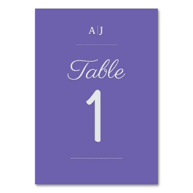 Elegant Purple Wedding Table Number (Front)