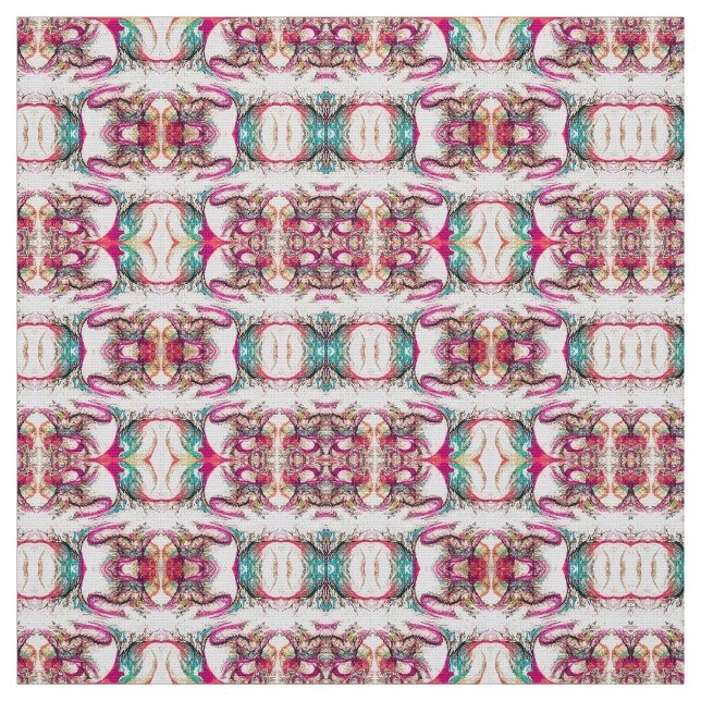 Elegant purple, white and green abstract pattern fabric (Swatch)