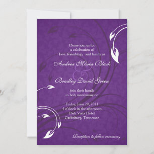 Elegant Purple White Floral Wedding Invitation