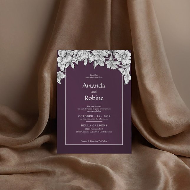 Elegant Purple & White Floral Wedding Invitation (Creator Uploaded)