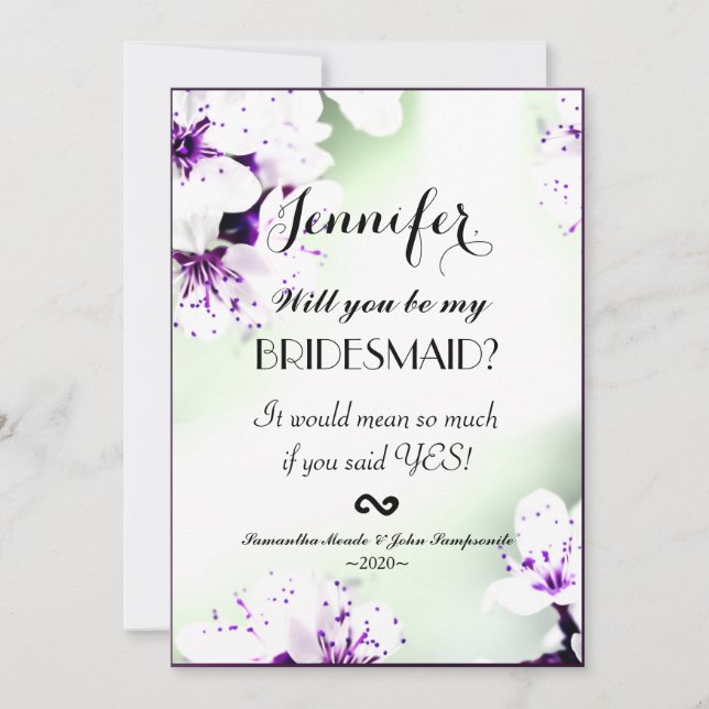 Elegant Purple & White Lilies on Soft Green Invitation (Front)