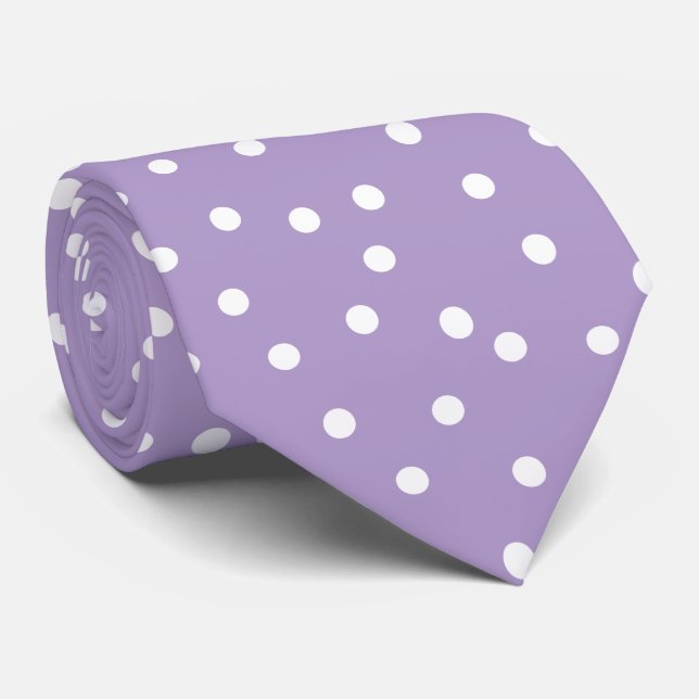 Elegant Purple White Polka Dots Groom Gift   Tie (Rolled)