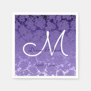 Elegant Purple White Wedding Monogram Napkin