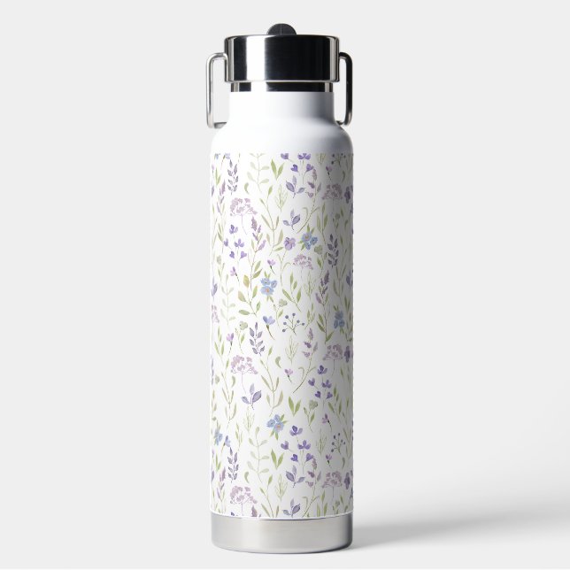 Elegant Purple Wildflower Water Bottle (Front)