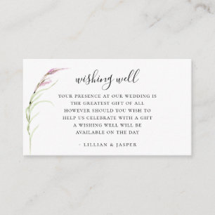 Elegant Purple Wildflower Wedding Wishing Well Enclosure Card