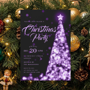 Elegant Purple Winter Christmas Tree Holiday Invitation