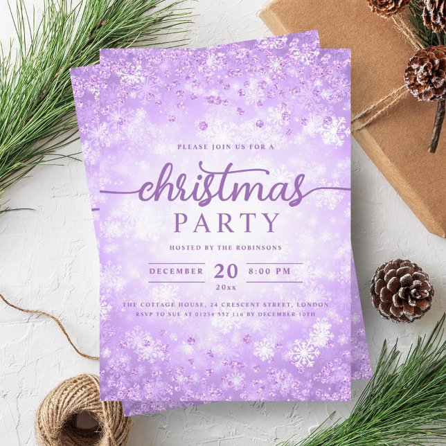 Elegant Purple Winter Diamonds Christmas Invitation (Elegant Purple Winter Diamonds Christmas Invitation)