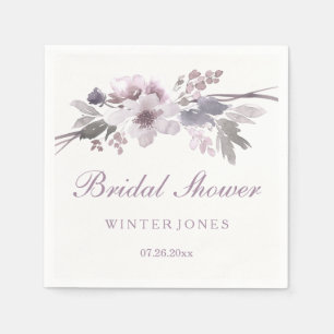 Elegant Purple Winter Floral Bridal Shower Napkin
