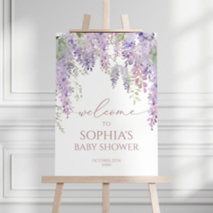 Elegant Purple Wisteria Baby Shower Welcome Poster