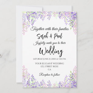 Elegant purple wisteria flower Wedding Invitation