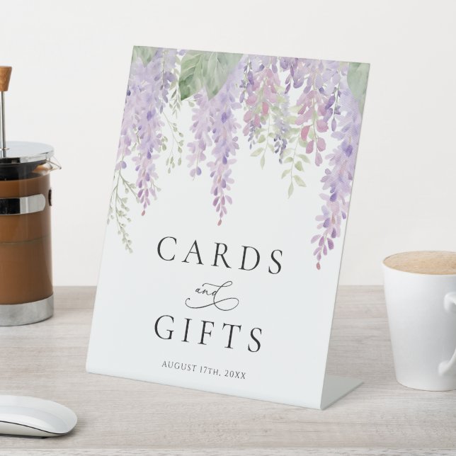 Elegant Purple Wisteria Flowers Cards & Gifts Sign (In SItu)