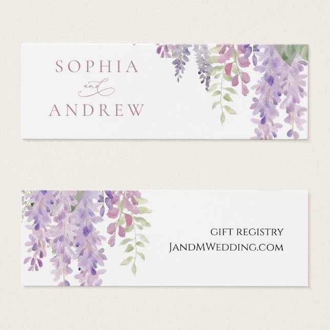 Elegant Purple Wisteria Flowers Gift Registry Card (Front & Back)