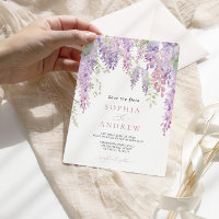 Elegant Purple Wisteria Flowers SAVE the DATE