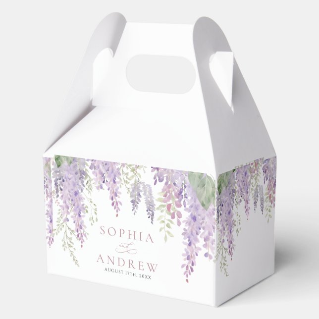 Elegant Purple Wisteria Flowers Wedding Favour Box (Front)