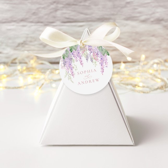 Elegant Purple Wisteria Flowers Wedding Favour Tag (Creator Uploaded)