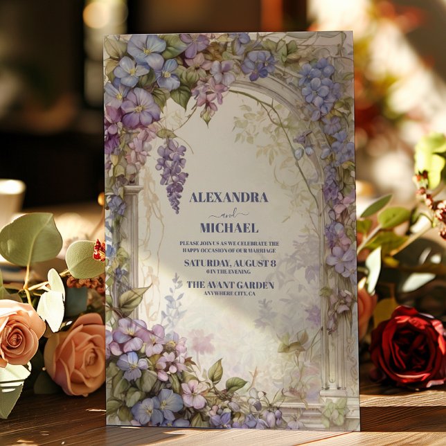 Elegant Purple Wisteria Flowers Wedding Invitation (Creator Uploaded)