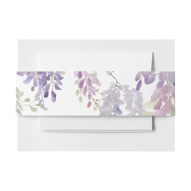 Elegant Purple Wisteria Flowers  Wedding Invitation Belly Band (Front Example)