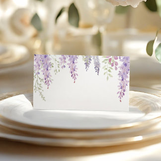 Elegant Purple Wisteria Flowers Wedding Place Card