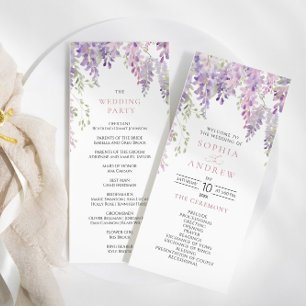 Elegant Purple Wisteria Flowers Wedding Programs Programme