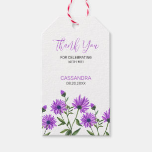 Elegant Purple Xeranthemum Floral Thank You Gift Tags