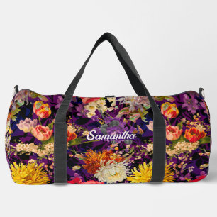 Elegant purple yellow floral printed sling bag