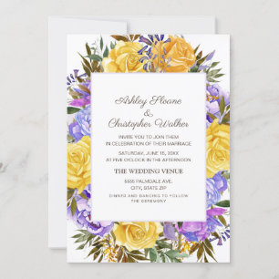 Elegant Purple Yellow Floral Wedding Invitation