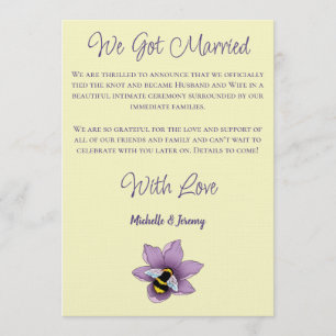 Elegant Purple Yellow Flowers Honeycomb Bee Invitation