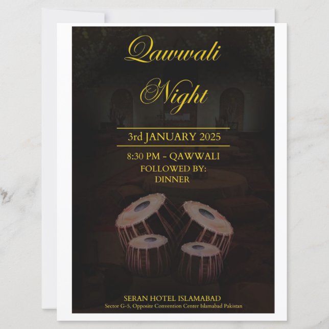 Elegant Qawwali Night Invitation Card (Front)