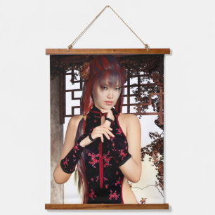 Elegant Qipao Fantasy Woman Digital Art Hanging Tapestry