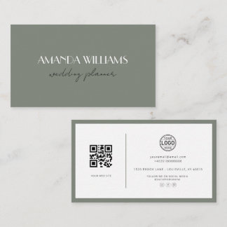 Elegant QR Code Card Social Grass Business Card