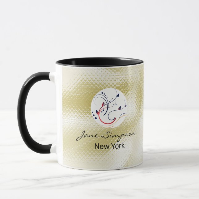 Elegant Qr code Logo Gold Texture Mug (Left)