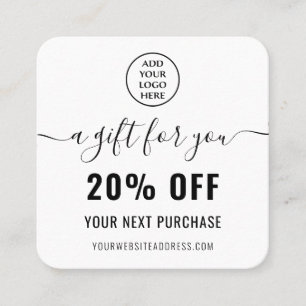 Elegant QR Code Loyalty Business Logo Black White Discount Card