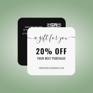 Elegant QR Code Loyalty Business Promo Black White Discount Card