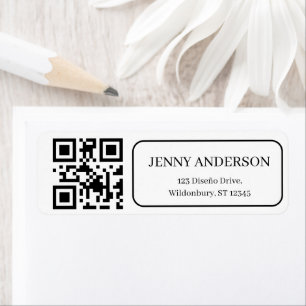 Elegant QR Code Minimalist Return Address labels