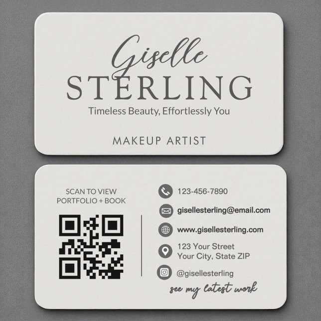 Elegant QR Code Modern Slate Grey Script  Business Card (Creator Uploaded)