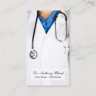 Elegant QR code OBGYN Obstetrician Gynaecologist Business Card