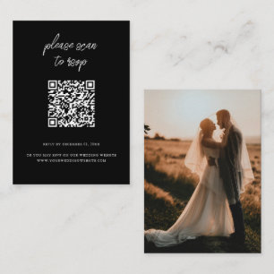 Elegant QR Code Photo Black Wedding RSVP Enclosure Card