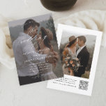 Elegant QR Code Photo Wedding Invitation<br><div class="desc">Elegant QR Code Photo Wedding invitation featuring elegant script calligraphy details and classic text overlay on a portrait vertical photo on the front. The back has a full bleed photo and RSVP details. Click the edit button to customise this design.</div>