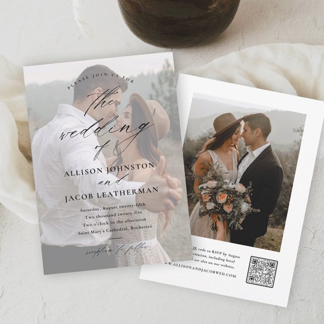 Elegant QR Code Photo Wedding Invitation (Creator Uploaded)