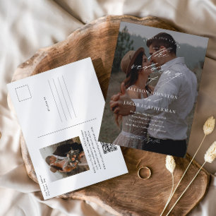 Elegant QR Code Photo Wedding Invitation Postcard