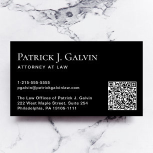 Elegant QR Code Professional Black Business Card