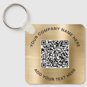 Elegant QR Code Promotional Gold Key Ring